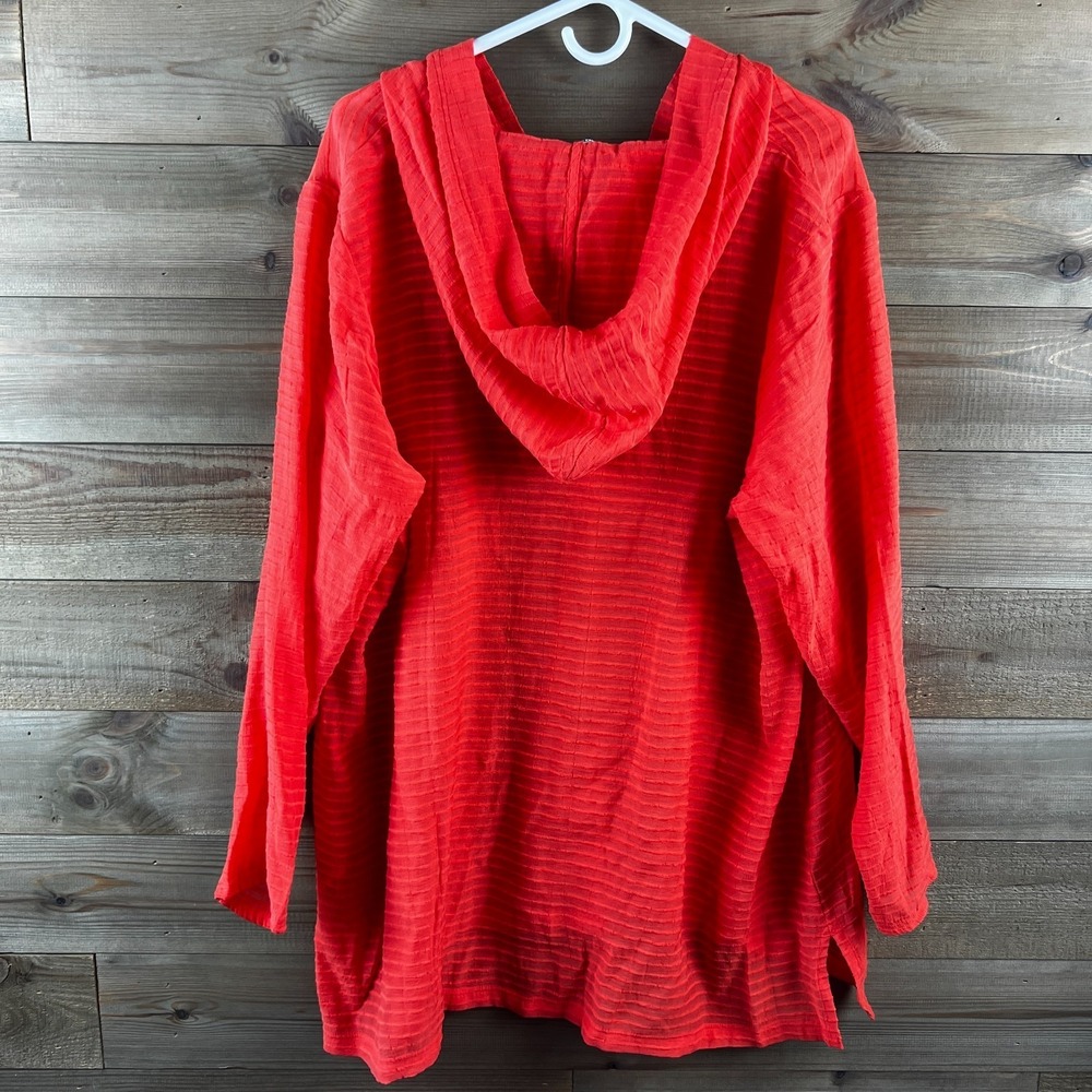 Lands End Womens Coverup Rib Hooded Mini Coral Bliss Beach Swim Coastal XL 18 - Picture 6 of 8